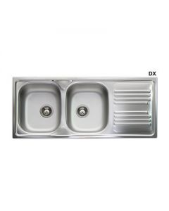 Lavello da incasso in acciaio inox con 2 vasche 116cm Dx