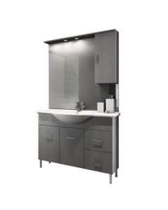 Mobile bagno "Venice" 105cm con lavabo e specchio bianco lucido