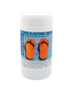 Cloro 4 azioni in pastiglie da 200gr per piscine 1kg