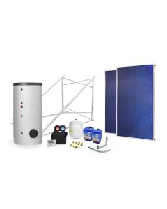 Impianto solare termico completo circuito forzato 300lt 2 collettori e 2 scambiatori
