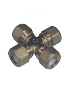 Croce con 4 dadi per tubo rame a stringere con ogiva Teflon 1/2 x16mm