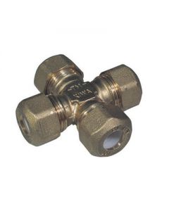 Croce con 4 dadi per tubo rame a stringere con ogiva Teflon 1/2 x12mm rinforzato