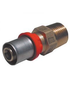 Raccordo diritto M 1/2 x20mm per tubo multistrato a pressare