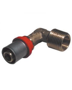 Raccordo curvo M 1"1/4 x40mm per tubo multistrato a pressare