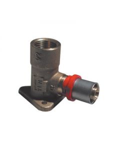 Raccordo curvo F con flangia 3/4 x26mm per tubo multistrato a pressare