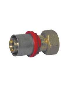 Raccordo diritto con girello e guarnizione piana 1" x26mm per tubo multistrato a pressare