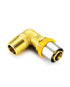 Raccordo per gas curvo M 26mm x 3/4" per tubo multistrato