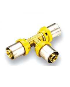 Raccordo per gas a tee 20mm per tubo multistrato