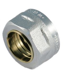 Dado cromato con ogiva e guarnizione per tubo rame 1/2" x14mm