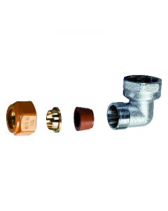 Gomito F completo di kit di tenuta per impianti solari 3/4 x22mm