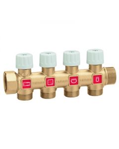 Collettore di distribuzione componibile con rubinetti 3/4" x 5 derivazioni