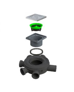 Sifone pavimento con manichetta regolabile "Maxi-drain" per doccia 50mm