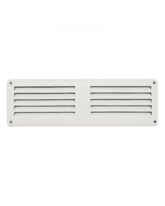 Griglia di aerazione da sovrapporre in metallo con rete 200x60mm bianco