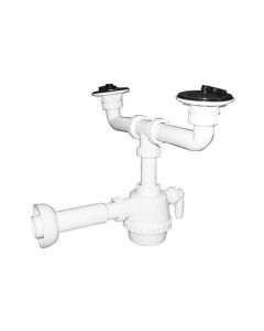 Sifone PVC 2 vie con piletta e scarico lavatrice con canotto 1"1/4
