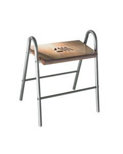 Sgabello da bagno per disabili in legno e struttura in acciaio cromato