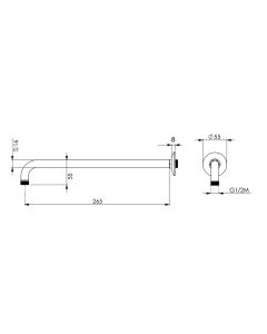 Braccio doccia tondo 26,5x1,6cm