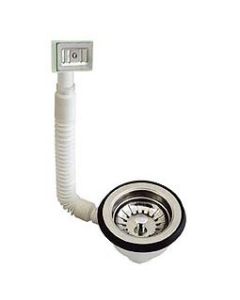 Piletta Basket in PVC bianca con troppo pieno per lavelli 1"1/2 x 90mm