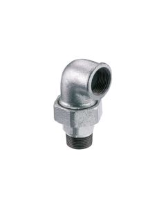 Gomito con bocchettone a 90° sede piana MF 1/2