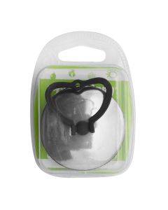 Tappo in gomma nera con maniglia e rosetta cromata 52mm blister