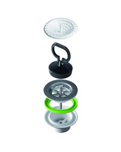 Piletta per lavelli con gattinara in acciaio inox 1" 1/2