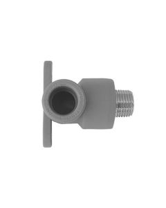 Gomito filettato M con staffe 1/2 x20mm per tubi in PP