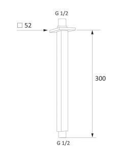 Braccio doccia a soffitto 30cm quadrato