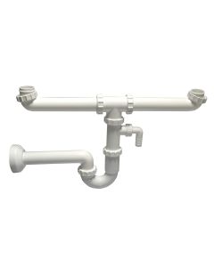 Sifone per lavelli a 2 vie con attacco lavatrice 1" 1/2 dx40mm