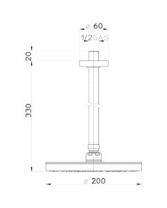 Soffione doccia 200mm con braccio verticale - Oki