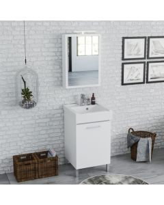 Mobile lavatoio con lavabo in ceramica 1 anta 50x50cm bianco
