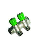 Collettore di distribuzionere con rubinetti d'arresto 2 derivazioni Impex 3/4 x1/2