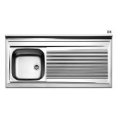 Lavello d'appoggio acciaio inox 1 vasca 120cm Sx