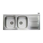 Lavello da incasso in acciaio inox con 2 vasche 116cm Dx