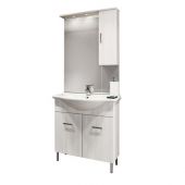 Mobile bagno "Venice" 75cm con lavabo e specchio bianco lucido