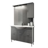 Mobile bagno "Venice" 105cm con lavabo e specchio bianco lucido