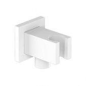 Supporto per doccia minimal quadrato con presa acqua bianco opaco