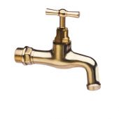 Rubinetto da giardino curvo in ottone lucidato 1/2" (dn 15)