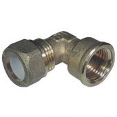 Gomito F per tubo rame a stringere con ogiva Teflon 3/4 x22mm