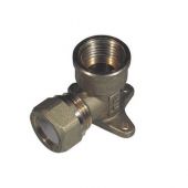 Gomito con flangia per tubo rame a stringere con ogiva Teflon 3/8 x12mm