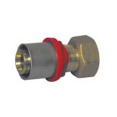 Raccordo diritto con girello e guarnizione piana 1" x26mm per tubo multistrato a pressare