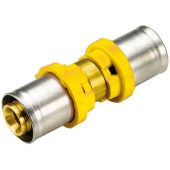 Raccordo per gas diritto doppio ridotto 26x20mm per tubo multistrato