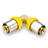 Raccordo per gas curvo doppio 26mm per tubo multistrato