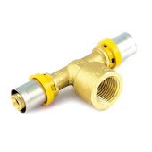 Raccordo per gas a tee F 16mm x 1/2" x 16mm per tubo multistrato