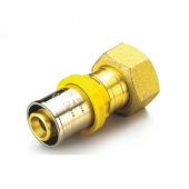 Raccordo per gas diritto con girello e guarnizione piana 16mm x 1" per tubo multistrato