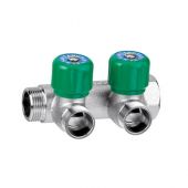 Collettore di distribuzione 2 derivazioni MF regolabili 3/4"