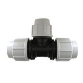 Tee a 90° ridotta 32x25x32mm per tubi in polietilene