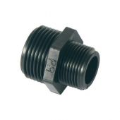 Nipples ridotto in PP nero 1"1/2 x 1" per tubi in polipropilene Bucchi