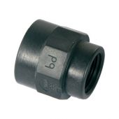 Manicotto ridotto in PP nero 3/4" x 1/2" per tubi in polipropilene Bucchi