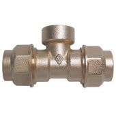 Raccordo a tee F in ottone Bugatti 3/4 x25mm per tubi in polietilene