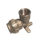 Raccordo a gomito F in ottone Bugatti con flangia 3/4" x25mm Tiemme per tubi in polietilene