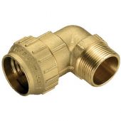 Raccordo curvo M in ottone Tiemme 1" x32mm per tubi in polietilene